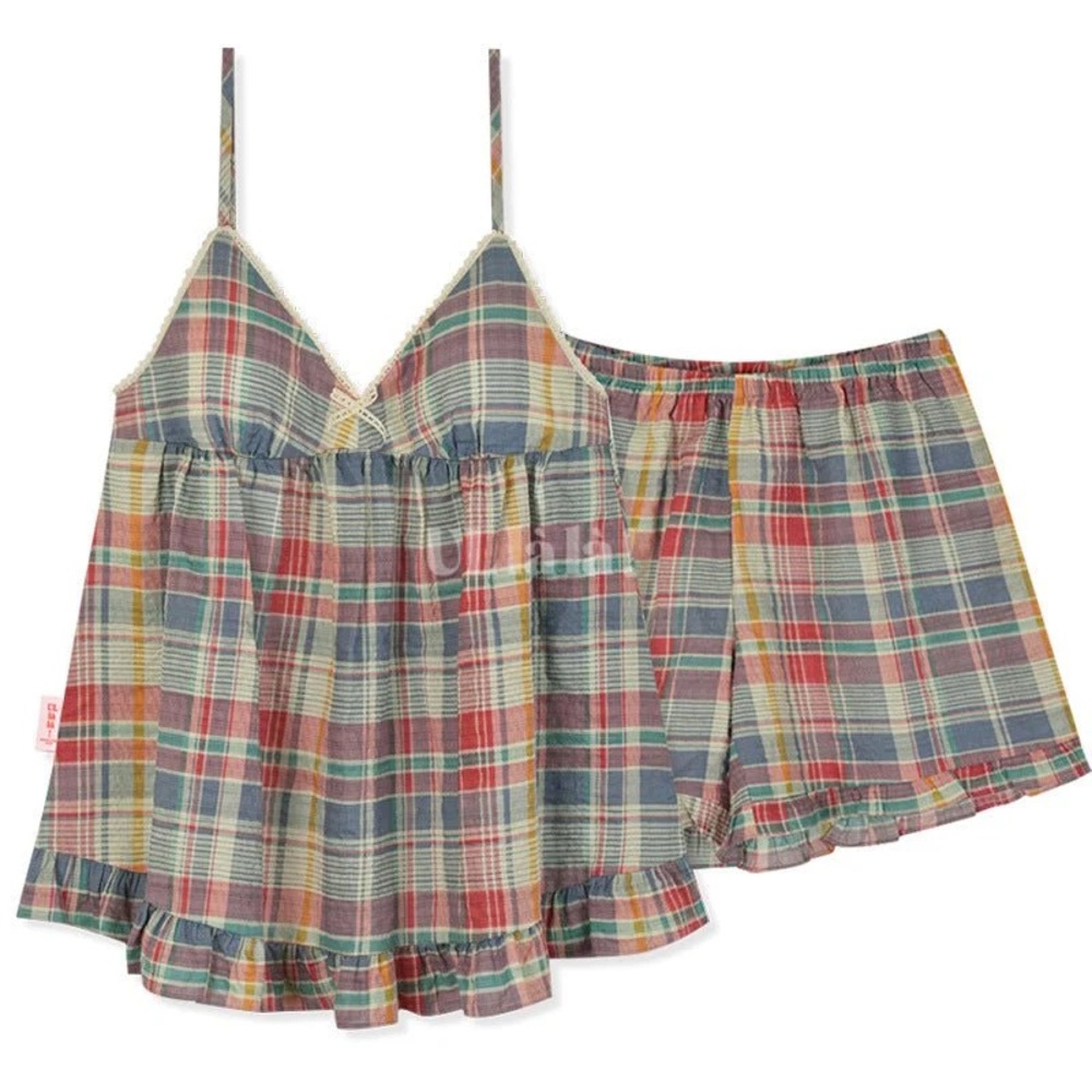 Everlasting Plaid Women's Sleepwear Camisole and Matching Shorts Size M/L